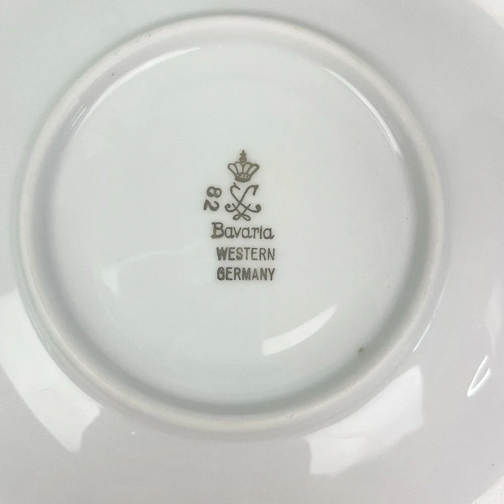 Bavaria Western Germany Elfenbein Rose Bud Pattern Tea Cup Saucer Plate 3 PC Set
